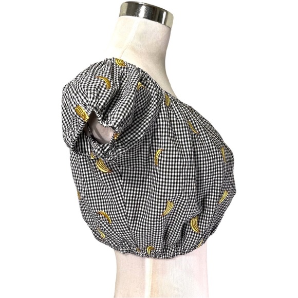 Gingham Milkmaid Embroidered Banana Accents - Picture 7 of 12